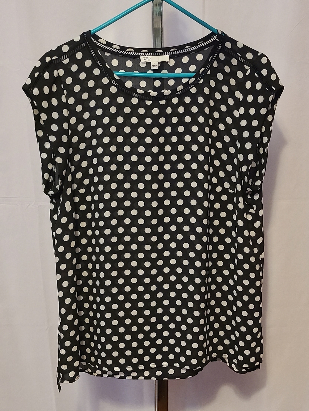 DR2 Black And White Polka Dot Sheer Top